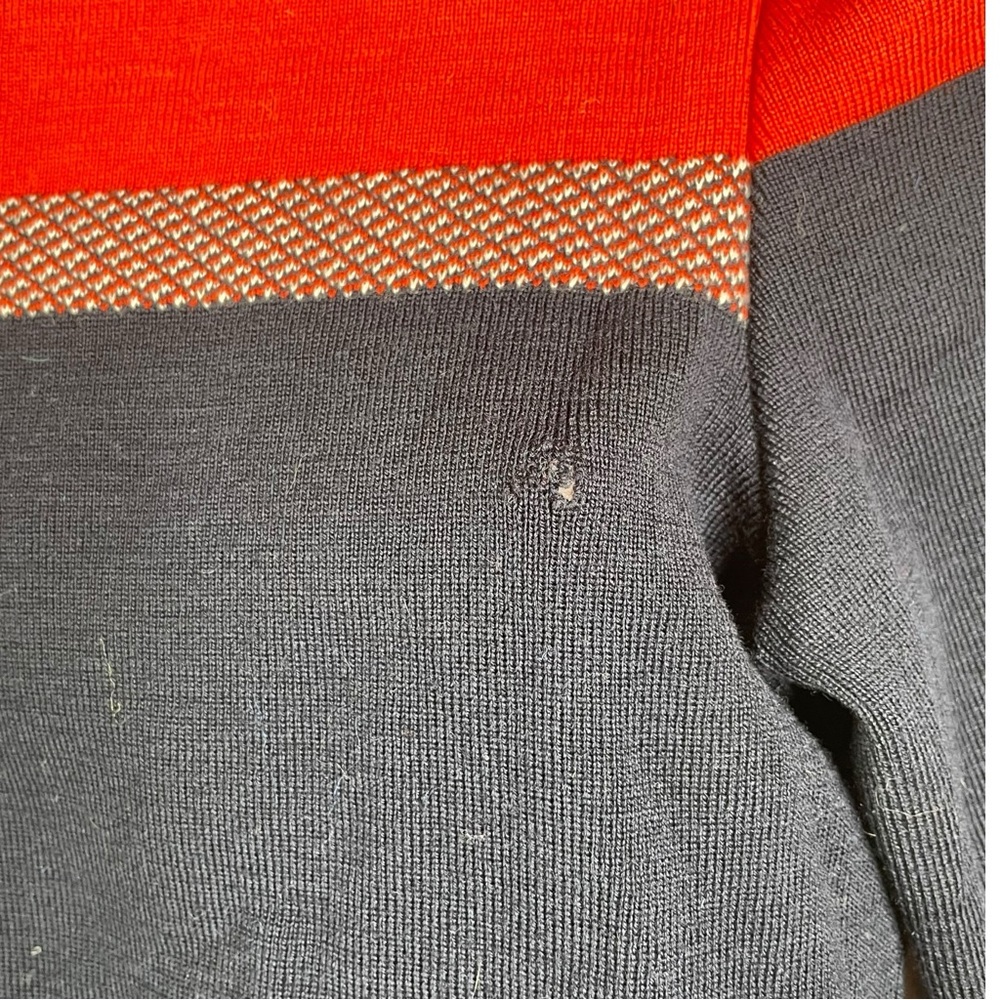 Saint James L' Atelier 100% Wool Color Block Navy Blue Red Women Sweater Size 6 - Picture 16 of 16